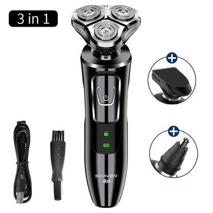 Green Smart Electric Shaver LCD Digital Display Three-head Floating Razor USB Rechargeable Washing Multi-function Beard Knife